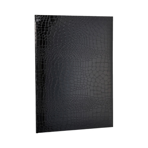 証書ファイルA4 クロコ調ツヤ ブラック×5