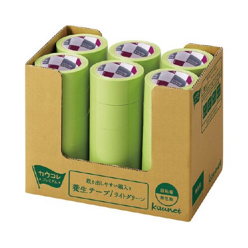 取り出しやすい箱入り養生テープ 薄緑 150巻