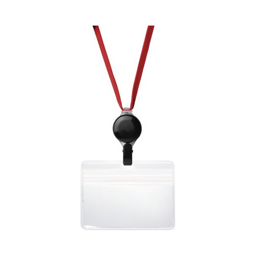 プロ耐リール 吊下げ名札 防水チャック 赤 5枚