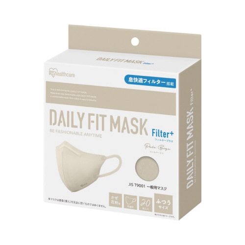 息がしやすい立体マスク 20枚 パールベージュ