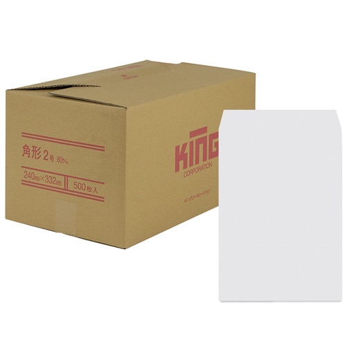 封筒 角形2号80gホワイトケントスミ貼500枚