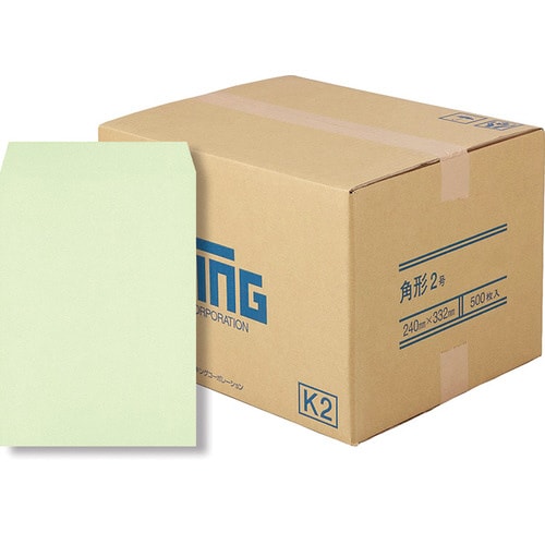 封筒角2号85gウグイススミ貼エルコン付500枚