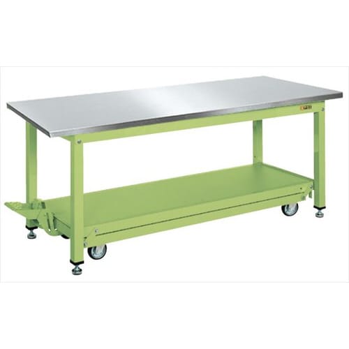 中量作業台(ペダル昇降移動式・ステンレス天板仕様)