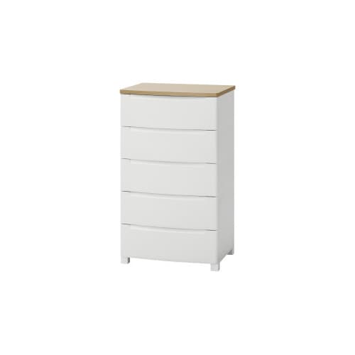 ウッドトップノックダウンチェスト5段 ホワイト