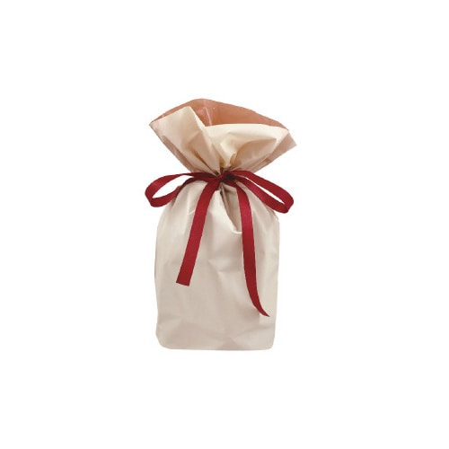 梨地ポリ巾着袋(底マチ付) ベージュ LL 20枚