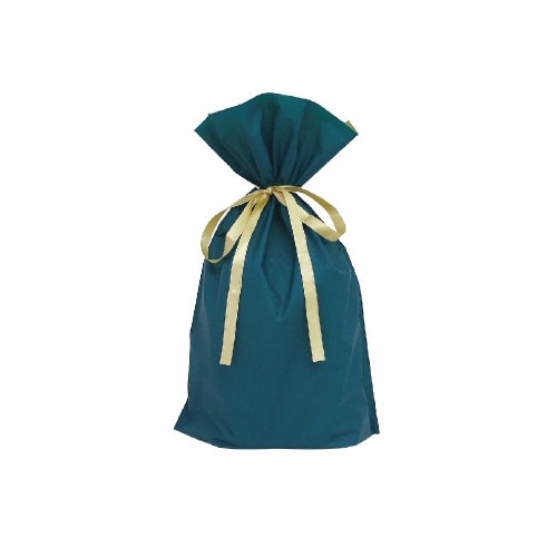 梨地ポリ巾着袋(底マチ付)ダークグリーンM20枚