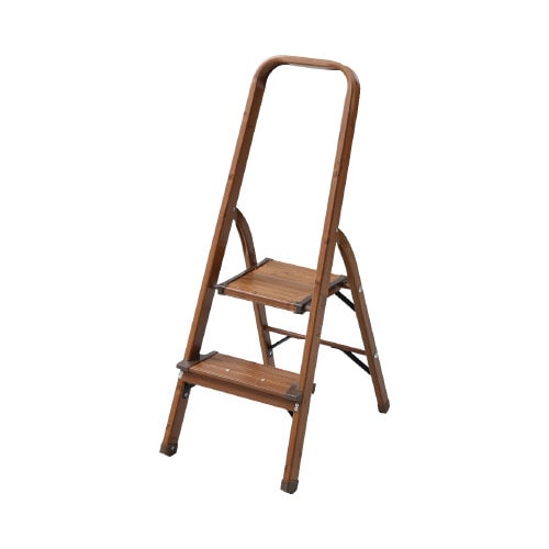 ハンドル付木目調 踏み台2段
