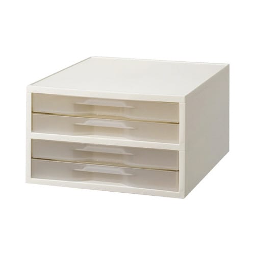 引き出しケース A4タテ薄型4段ホワイト