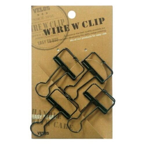 大 ワイヤーWクリップ 4個入 ブラック 5枚