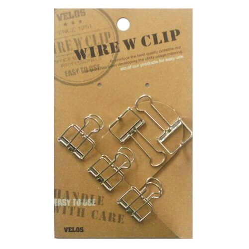 小 ワイヤーWクリップ 5個入 シルバー 5枚