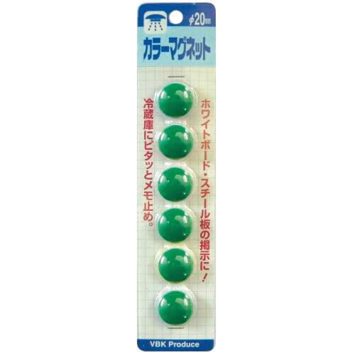 カラーマグネット Φ20mm 緑 6コ 5枚