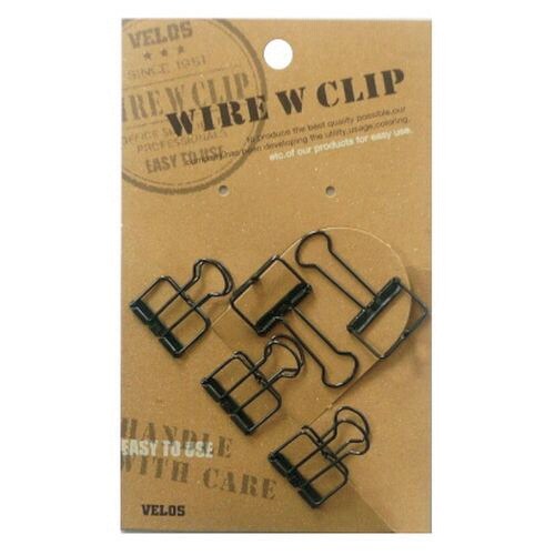 小 ワイヤーWクリップ 5個入 ブラック 5枚