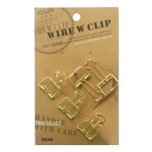 小 ワイヤーWクリップ 5個入 ゴールド 5枚