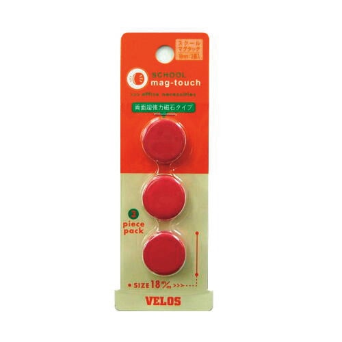 スクールマグタッチ Φ18mm 赤 3コ 5枚