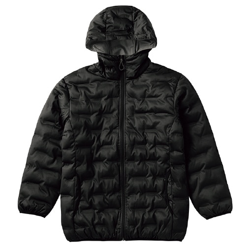 圧着ニット中綿パーカ ブラック LL