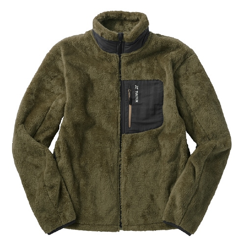 防風ボアフリースジャケット カーキ 3L