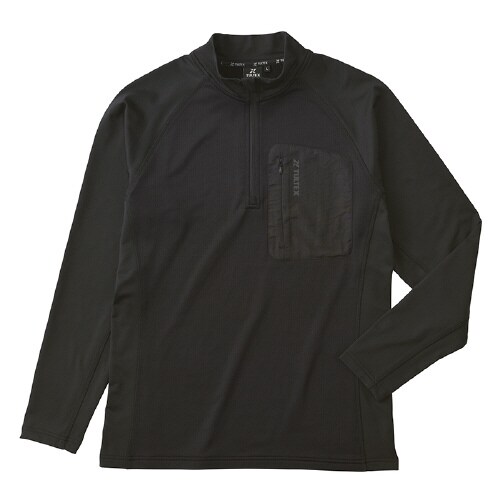 裏フリースハーフZIPハイネック ブラック LL