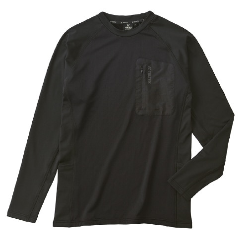 裏グリッドフリースクルーネック ブラック L