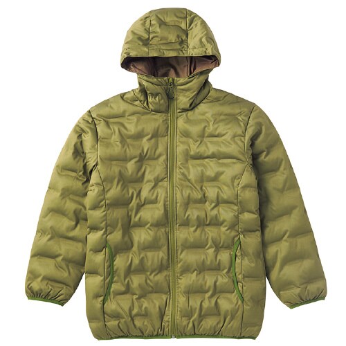 圧着ニット中綿パーカ カーキ L