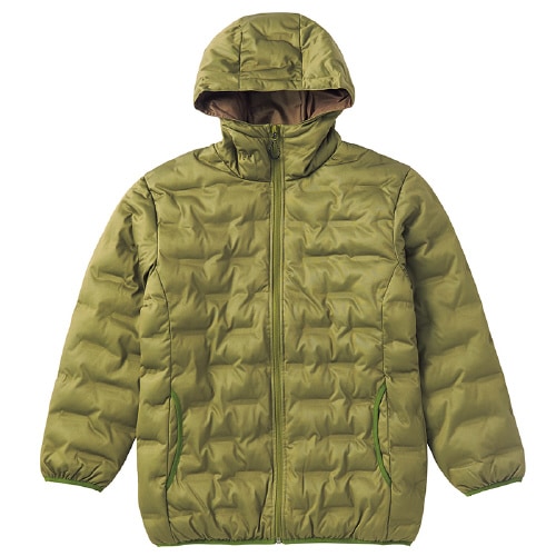 圧着ニット中綿パーカ カーキ 3L