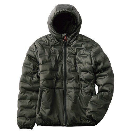 圧着ニット切替中綿パーカ チャコール 3L