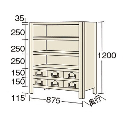 物品棚KW型(100kg/段・6段タイプ)
