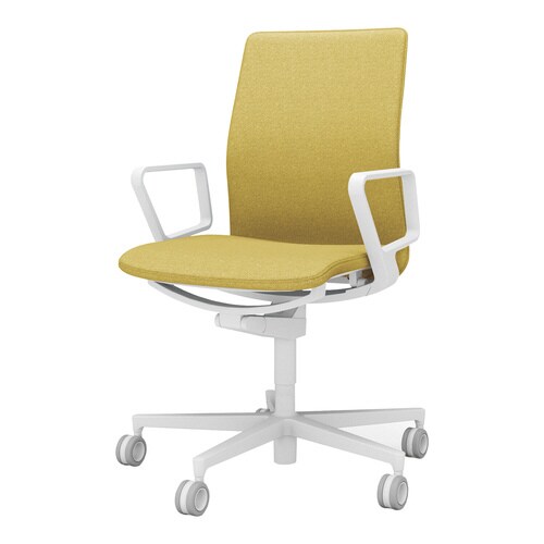 チェア ファブレ ホワイト脚 プレーン 肘付