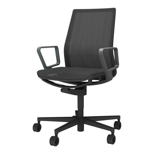 チェア ファブレ ブラック脚プレーンメッシュ 肘付