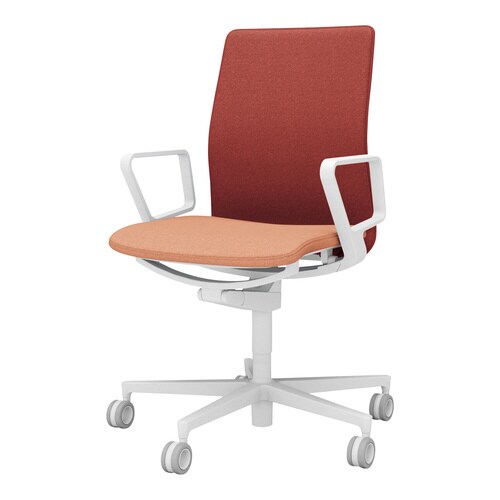 チェア ファブレ ホワイト脚 プレーン 肘付