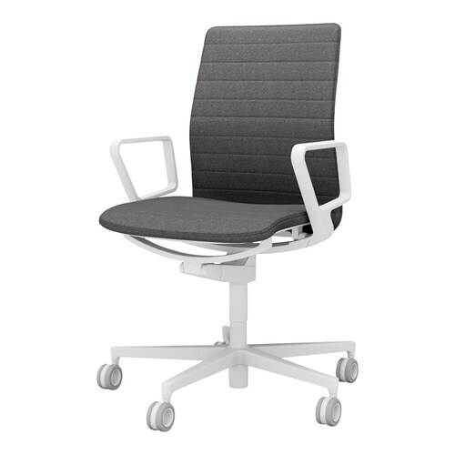 チェア ファブレ ホワイト脚 ストライプ 肘付