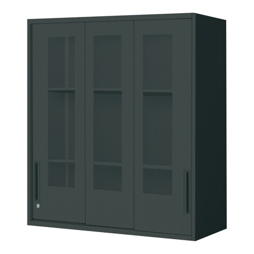 収納庫 エディア 3枚ガラス引き違い戸 上置き