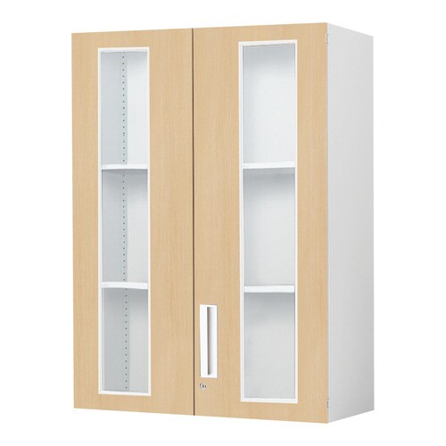 収納庫 エディア ガラス両開き扉 上置き 木目