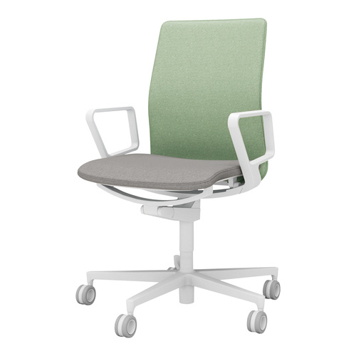 チェア ファブレ ホワイト脚 プレーン 肘付