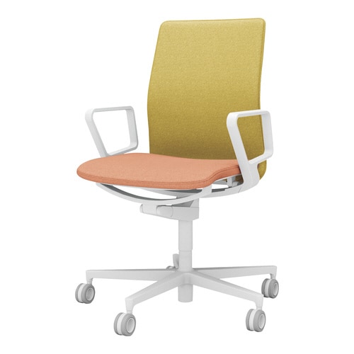 チェア ファブレ ホワイト脚 プレーン 肘付