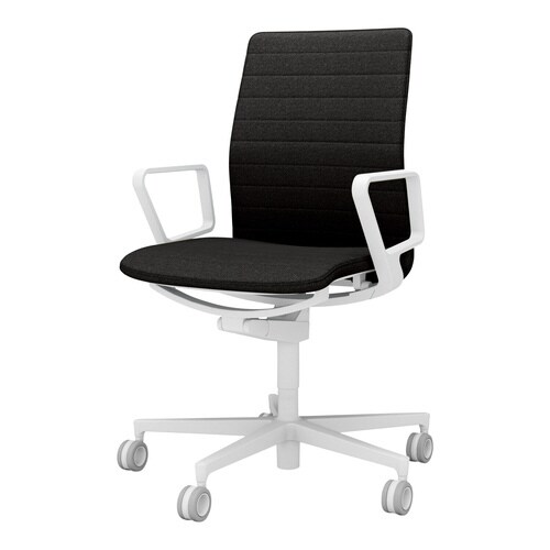 チェア ファブレ ホワイト脚 ストライプ 肘付