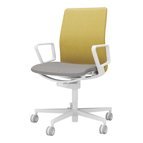 チェア ファブレ ホワイト脚 プレーン 肘付