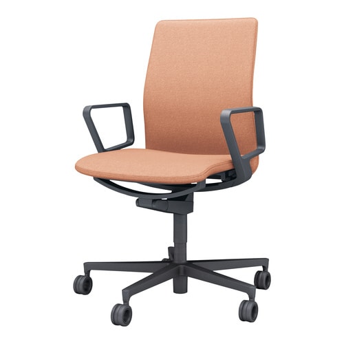 チェア ファブレ ブラック脚 プレーン 肘付