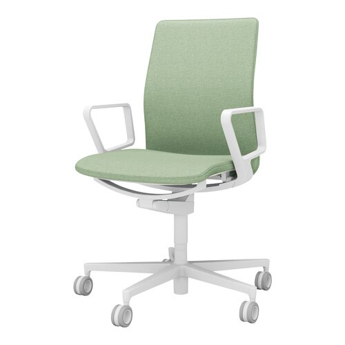 チェア ファブレ ホワイト脚 プレーン 肘付