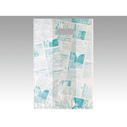 No.24 丸抜手提袋ヨ−ロピアン柄 緑 10袋