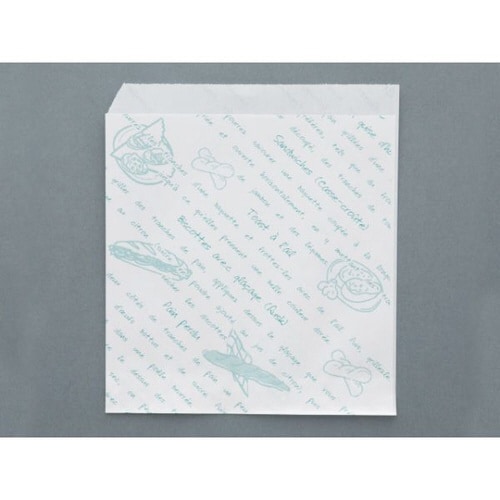 耐油紙バ−ガ−袋レシピ柄緑 10袋