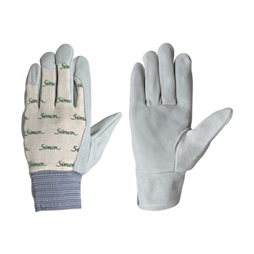 牛床革手袋甲メリヤス袖口ゴムタック