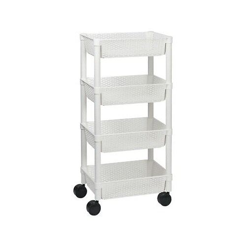 プラスチックカゴワゴン 4段 DB04−WH