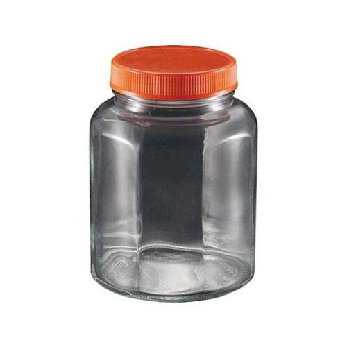 ガラス 保存ビン 八角型 オレンジ 3653700