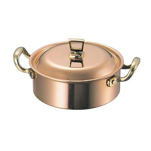 SW銅浅型両手鍋(蓋付)18cm