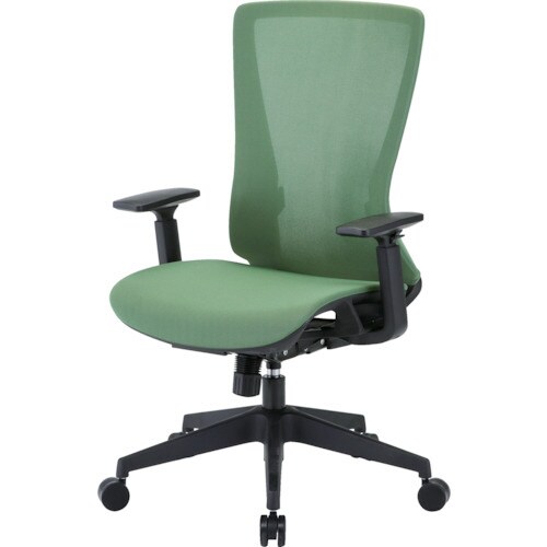 ハイバックメッシュチェア 肘付 グリーン