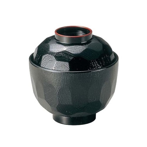 亀甲小吸物椀黒天朱耐熱ABS樹脂