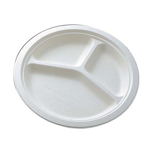 パルプモールド容器(50枚入)プレート三仕切