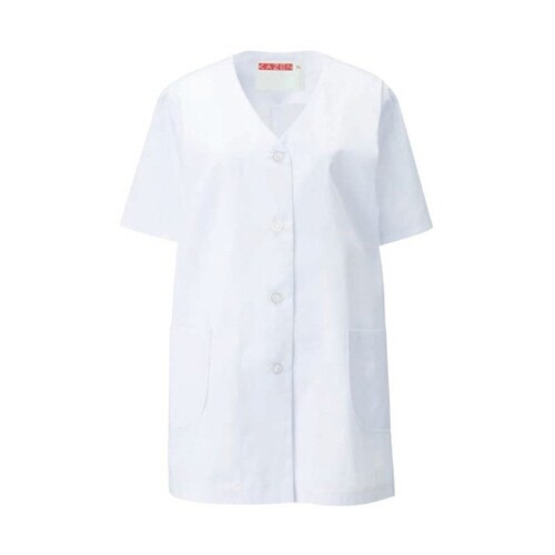 女子衿なし調理衣半袖 白 L 332−30 L