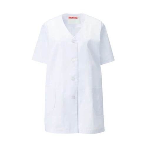 女子衿なし調理衣半袖 白 LL 332−30 LL