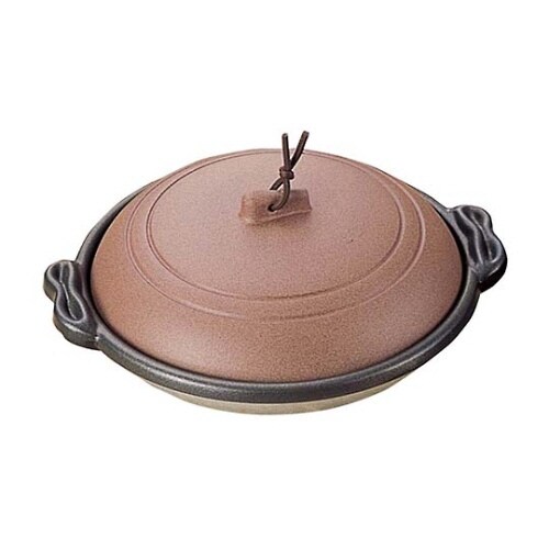 アルミ庵陶板鍋素焼き茶18cm